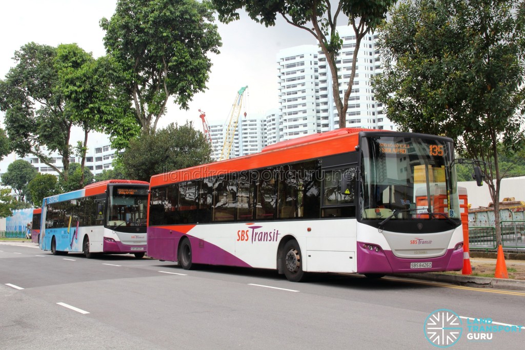 Services 55, 135 and 155 buses laying over at Siglap Link