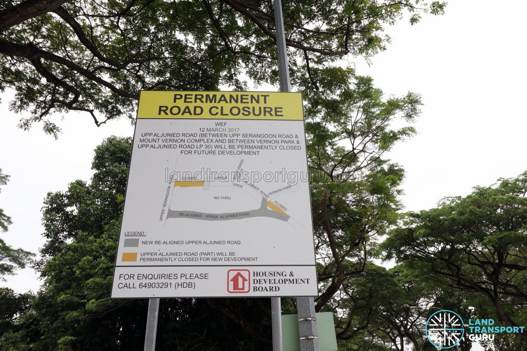 Upper Aljunied Road: Road Closure diagram