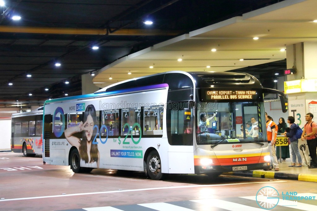 SMRT MAN NL323F A22 (SMB1429B): Tanah Merah – Changi Airport Parallel Bus Service (Direct)