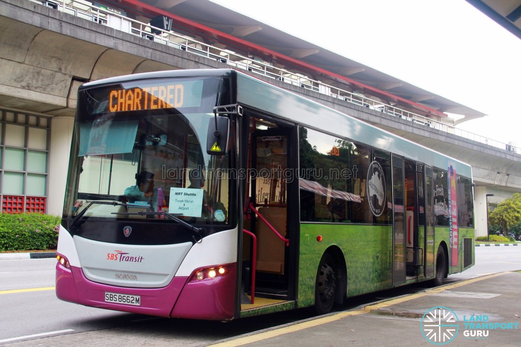 SBS Transit Scania K230UB (SBS8662M) - East West Line MRT Shuttle (Tanah Merah - Changi Airport)