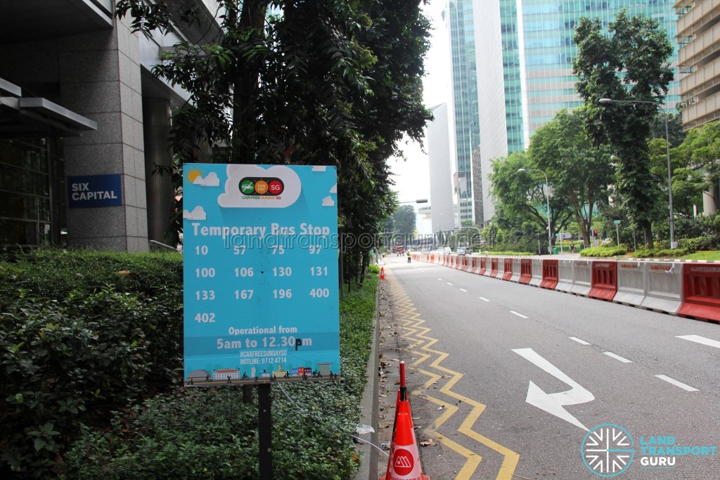 Temporary Bus Stop outside OUE Downtown I during Car-Free Sunday SG