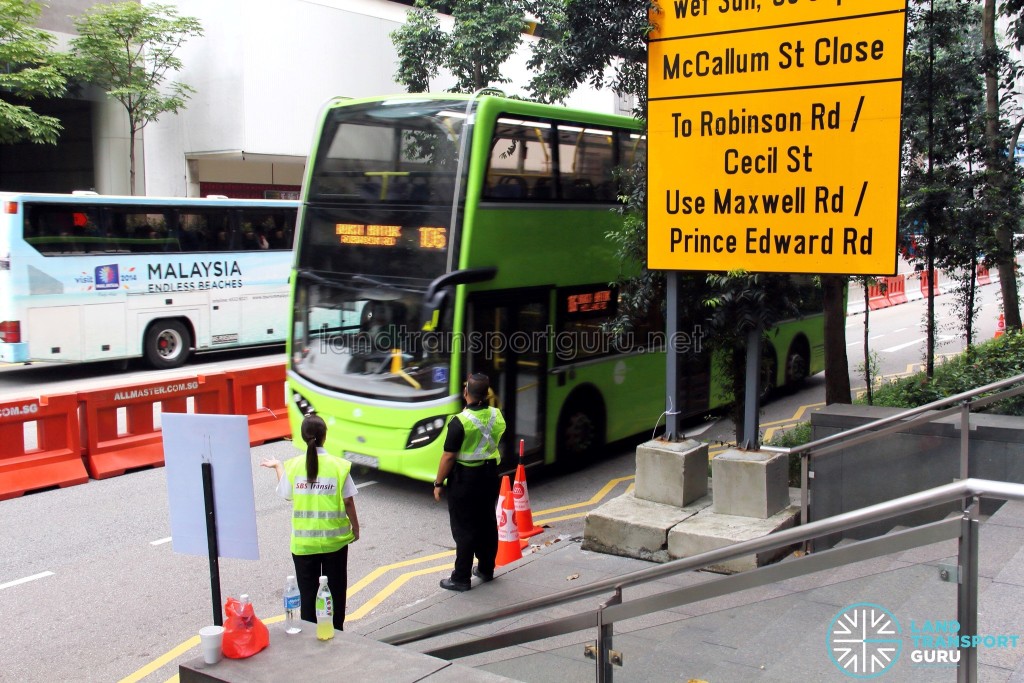Bus Service 106 calling at the Temporary Bus Stop along Shenton Way during Car-Free Sunday SG