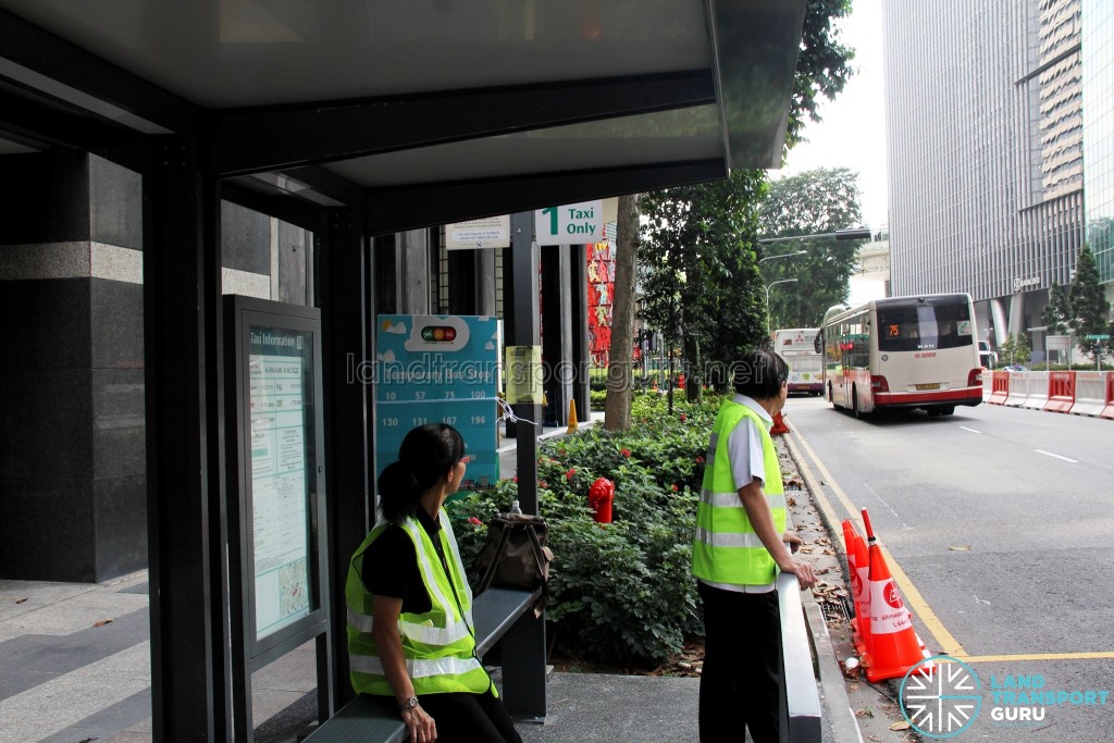 Temporary Bus Stop at Taxi Stand outside 6 Raffles Quay during Car-Free Sunday SG