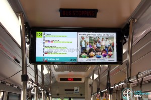LTA's trial PIDS (LCD screen) supplements the existing LED dot-matrix panel that only displays the bus stop name