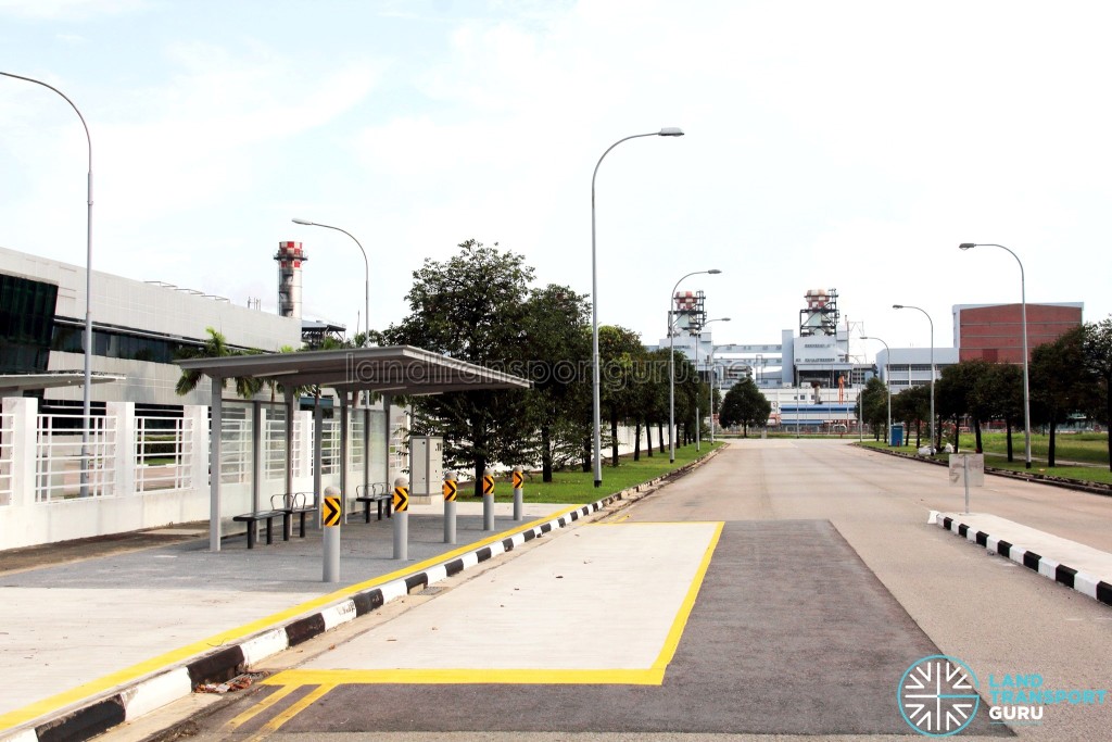 A new bus stop along Tuas Bay Link for Service 247, one of many new bus stops in the Tuas South area.