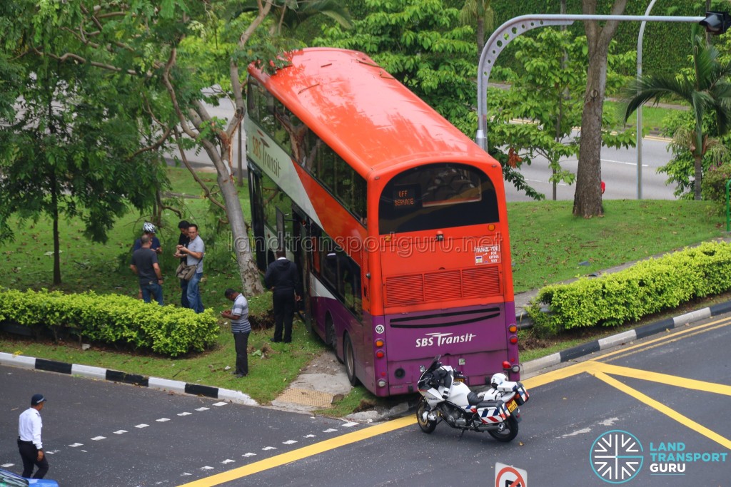 Overhead view of accident bus