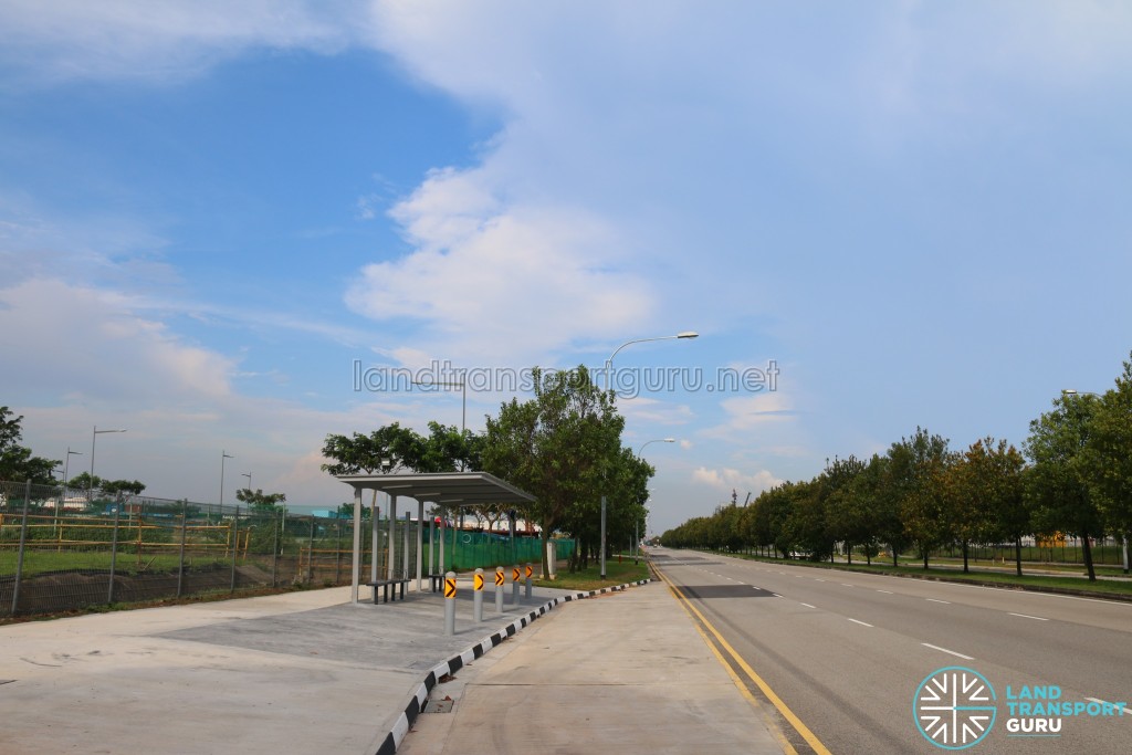 A new bus stop along Tuas South Avenue 14 for Service 248, one of many new bus stops in the Tuas South area.
