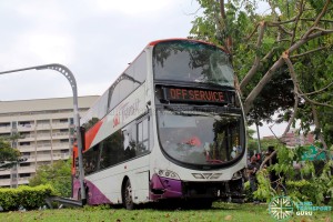 Front view of accident bus
