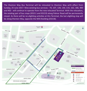 Relocation of Shenton Way Bus Terminal for Services 70, 107, 128, 130, 133, 162, 186, 400 & 402