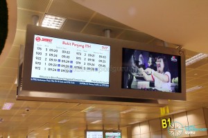 Bukit Panjang Bus Interchange - Departure Timings screen