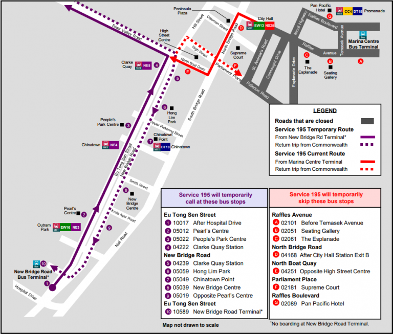 Formula 1 Diversions – Service 195 Diversion Map 