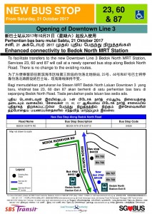 New Bus Stop at Bedok North MRT Station (Services 23, 60, 87)
