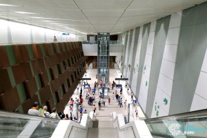 Bedok North MRT Station - Overhead view of platform