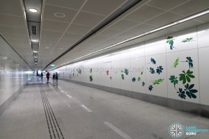 Bedok North MRT Station - Art In Transit along pedestrian walkway