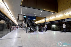 Bencoolen MRT Station - Escalators at Ticket Concourse
