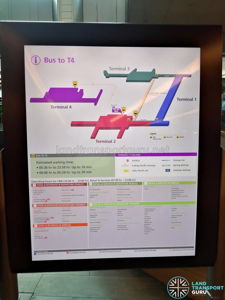 Information Board for Public Area Terminal 4 Shuttle