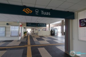 Tuas Bus Terminal - Pedestrian entrance from lift lobby leading to concourse
