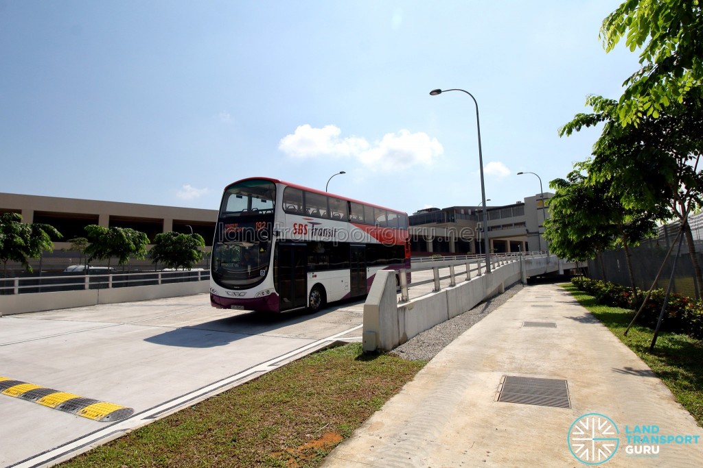 Tuas Bus Terminal - Pedestrian access path to lift lobby, beside vehicular ramp