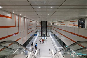 Upper Changi MRT Station - Overhead view of Platform level