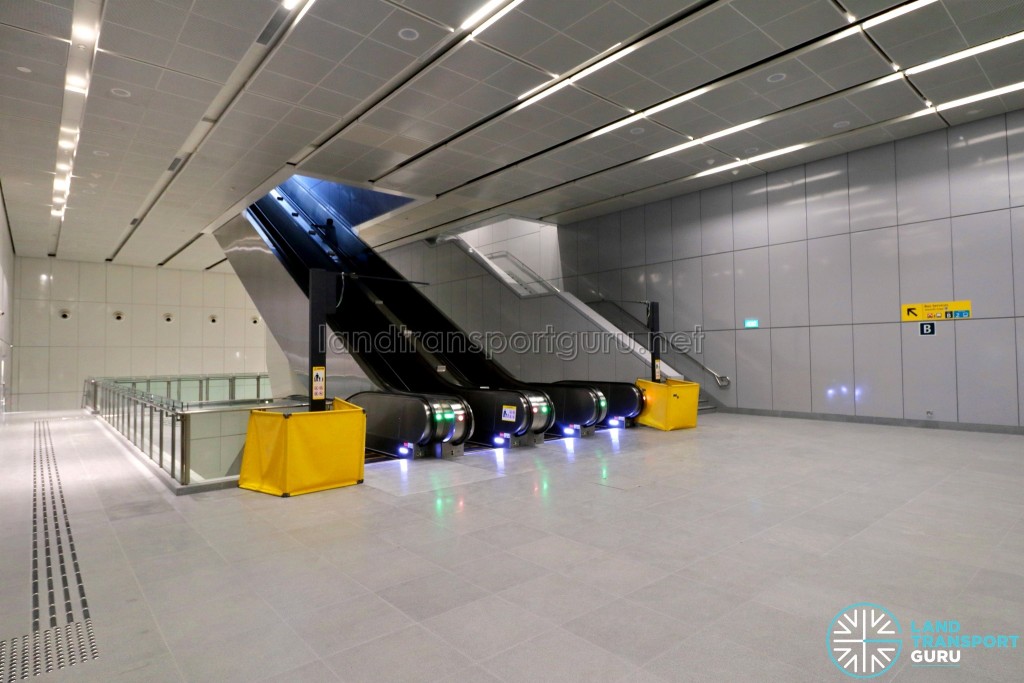 Upper Changi MRT Station - Basement level with exit to surface