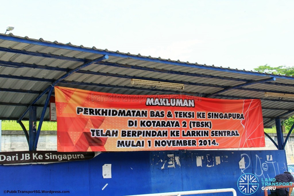 Kotaraya Bus Terminal - Closure banner