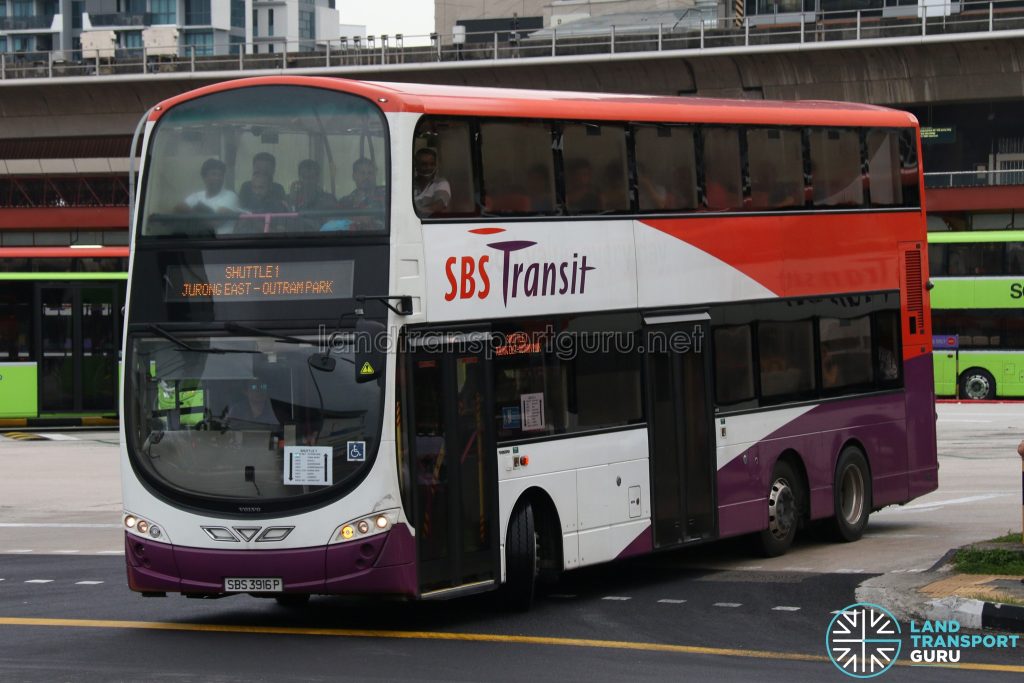 SBS Transit Volvo B9TL (SBS3916P) - Shuttle 1