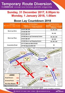 Temporary Route Diversion Poster for Boon Lay Countdown 2018