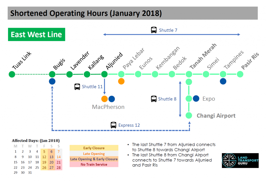EWL Shortened Operating Hours (Jan 2018)