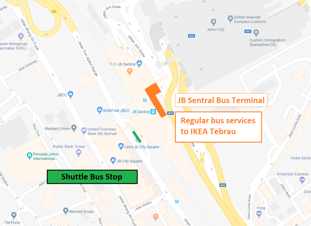 IKEA Tebrau Transport Map (JB Sentral)