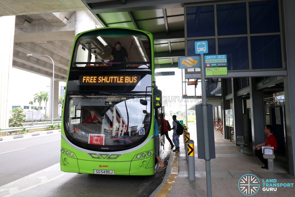 SMRT bus operating the Joo Koon—Gul Circle Free Shuttle Bus Service at Gul Circle