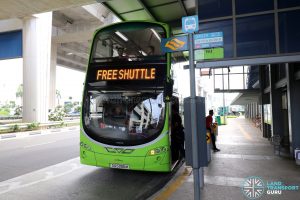 SBS Transit bus operating the Joo Koon—Gul Circle Free Shuttle Bus Service at Gul Circle