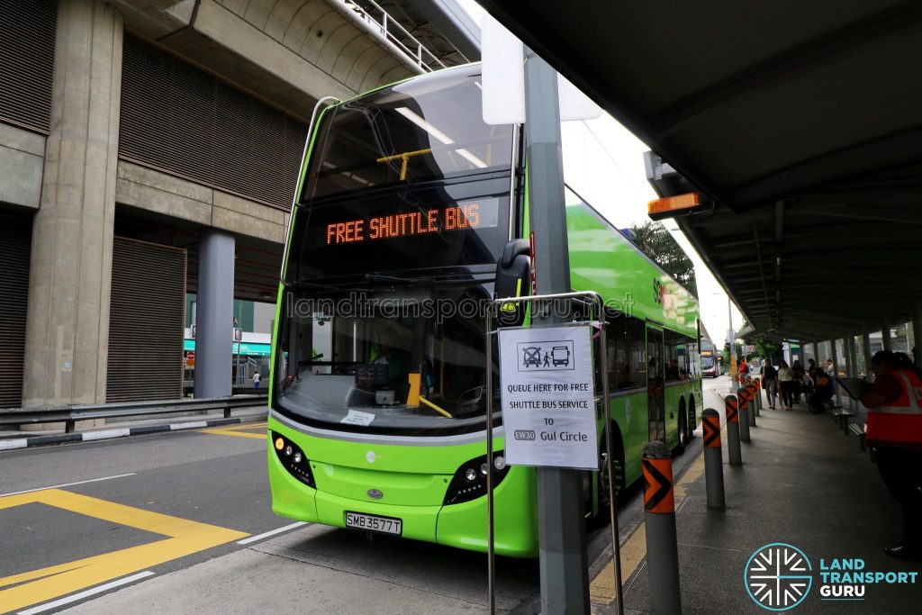 Tower Transit bus operating the Joo Koon—Gul Circle Free Shuttle Bus Service at Joo Koon