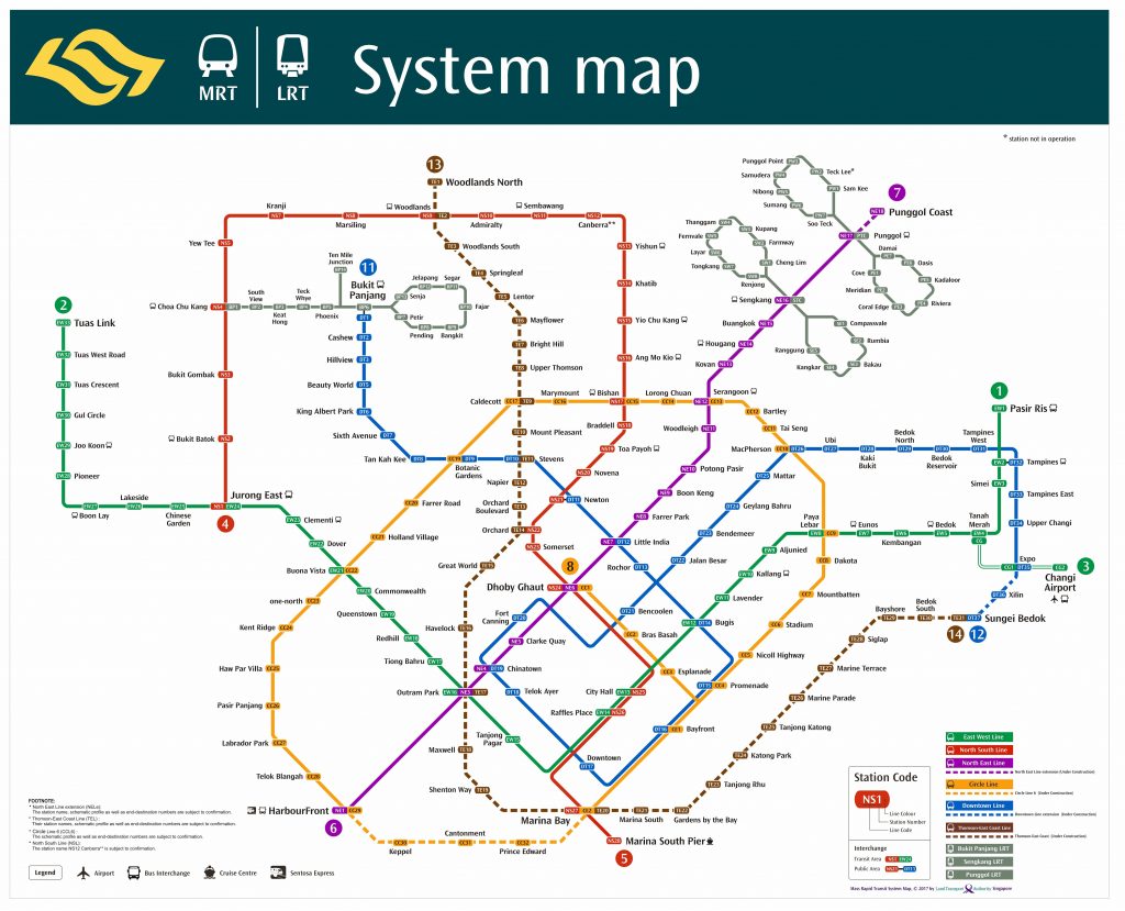 MRT Network Map as of November 2017