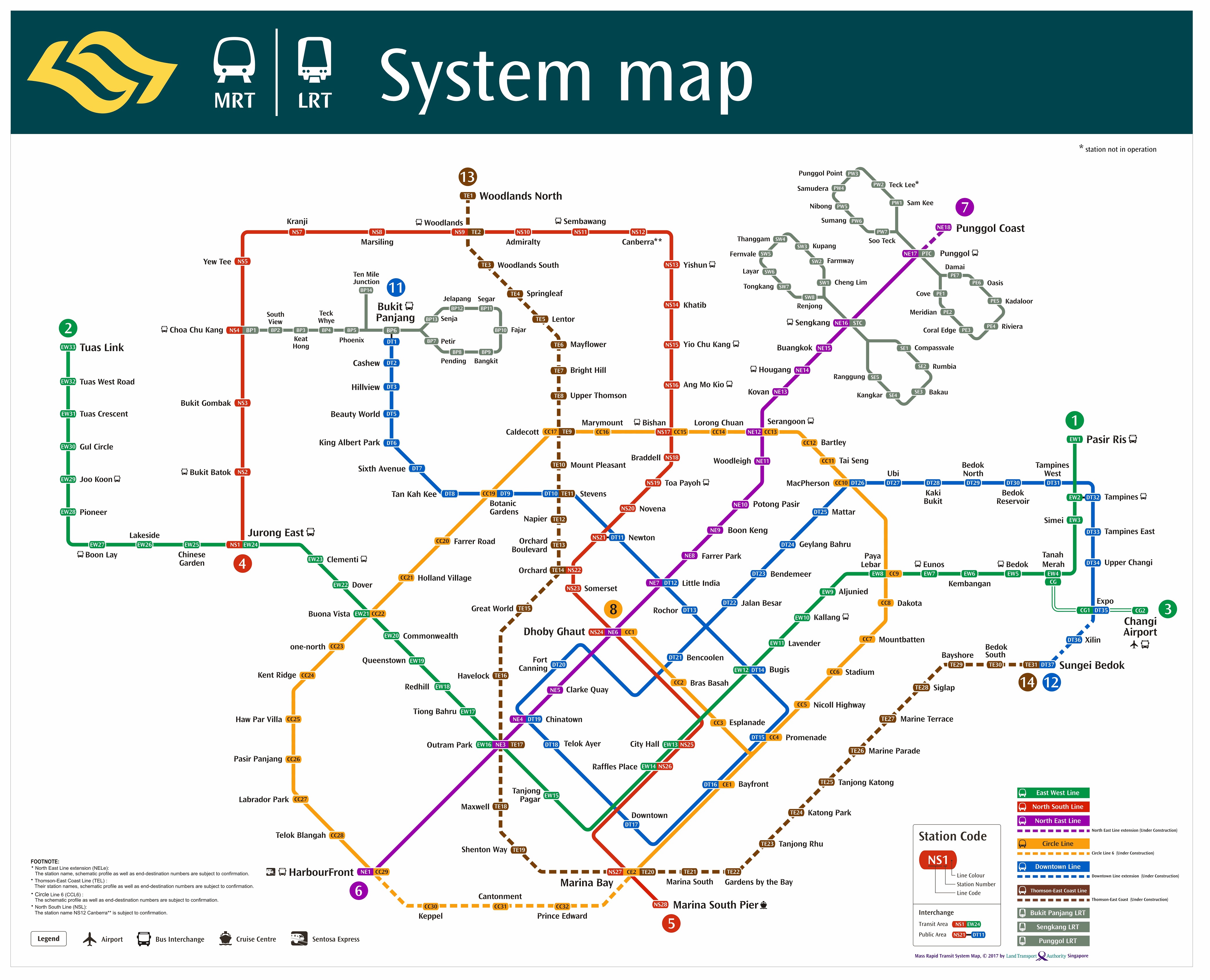 MRT Network Map as of November 2017 | Land Transport Guru