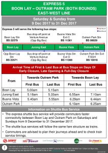 Updated NSEWL Early Closure / Late Opening Dec 2017 - Boon Lay - Outram Park Express Shuttle (Express 5)