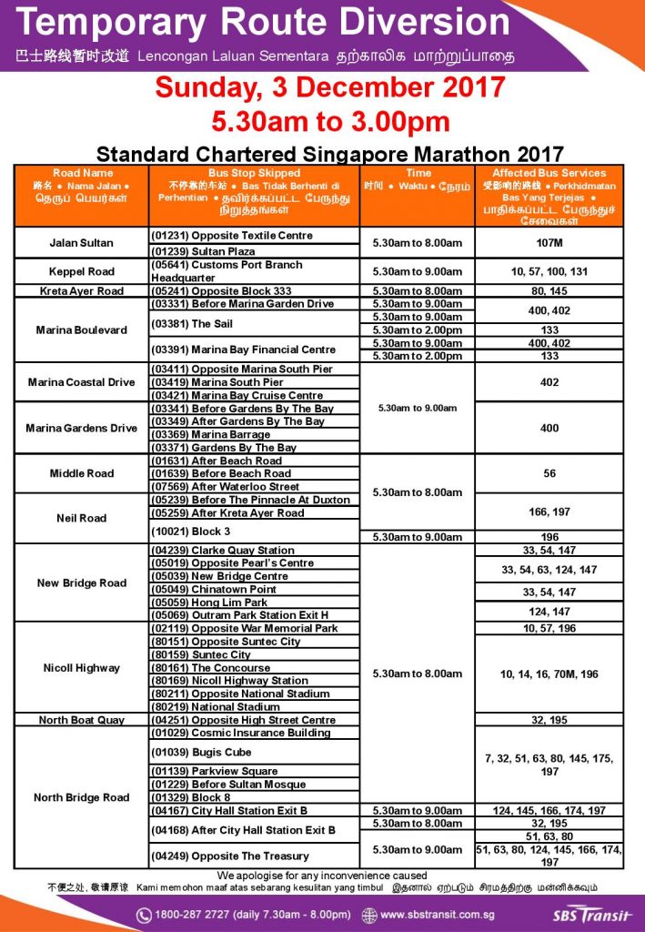 SBS Transit Standard Chartered Singapore Marathon Diversion Poster (2)