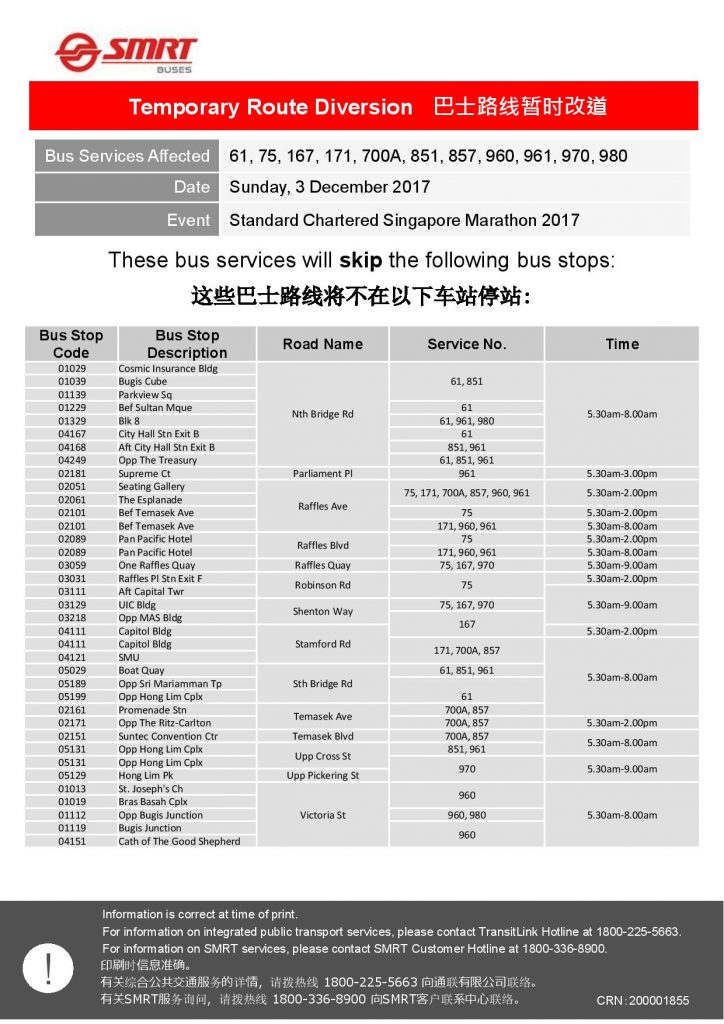 SMRT Buses Standard Chartered Singapore Marathon Diversion Poster (2)