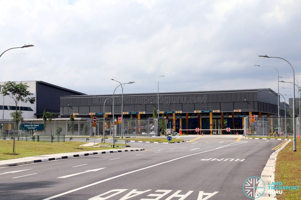 Seletar Bus Depot: Vehicular Entrance, with Bus refuelling and Washing facilities behind