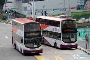 SBS Transit Volvo B9TL Wright buses on Shuttle 1: Outram Park—Jurong East