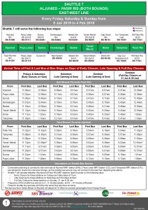 Shuttle 7 (Aljunied - Pasir Ris) Departure Timings from Stations