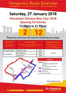 Go-Ahead Bus Diversion Poster for Chinatown Chinese New Year 2018 Opening Ceremony