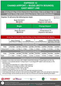 Express 12 (Changi Airport - Bugis) Departure Timings from Stations