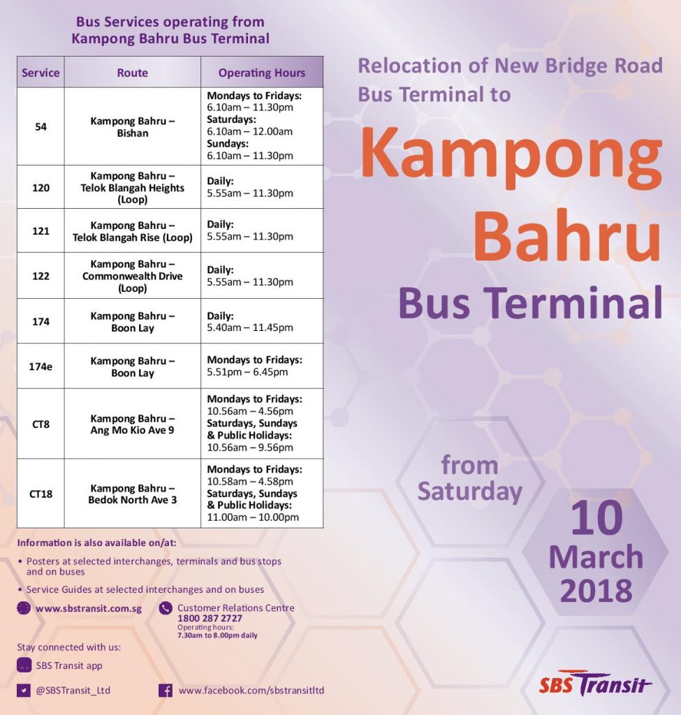 Kampong Bahru Bus Terminal SBS Transit Guide (Front)