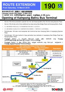 Route Extension to Kampong Bahru Bus Terminal - Service 190 Poster