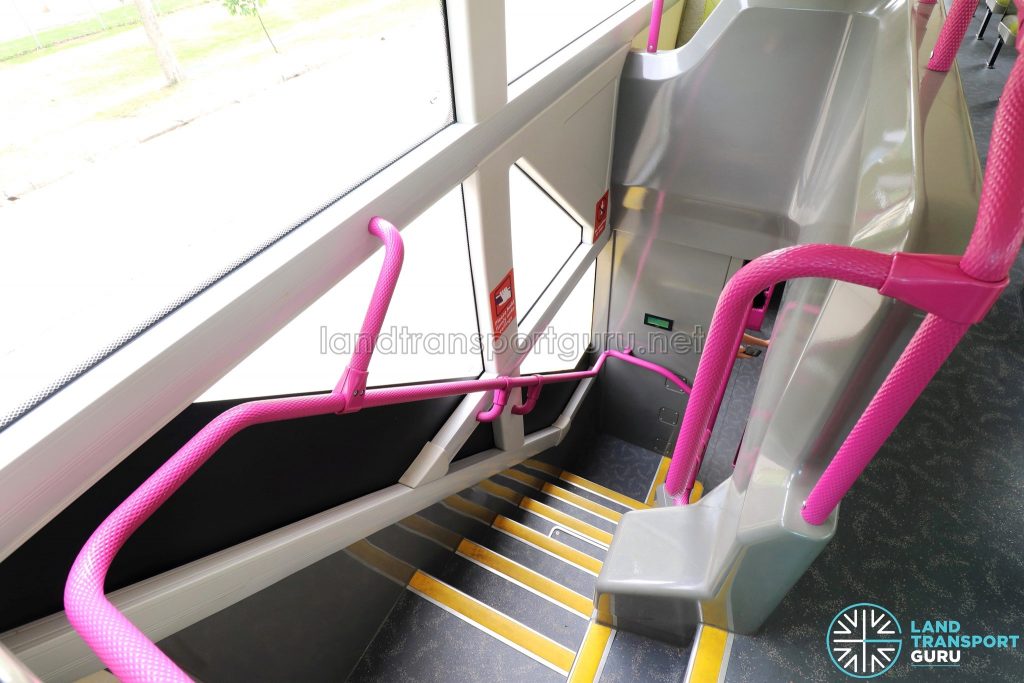 Volvo B8L (SG4003D) - Staircase from Upper Deck with glass panels covered