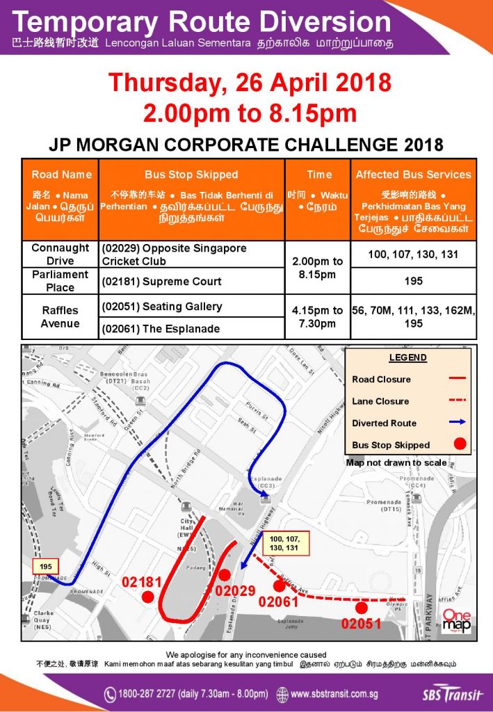 SBS Transit Diversion Poster for JP Morgan Corporate Challenge 2018