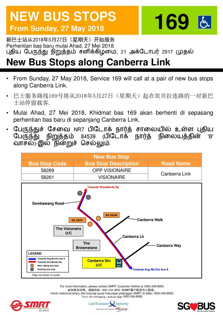 New Bus Stop for Service 169 along Canberra Link