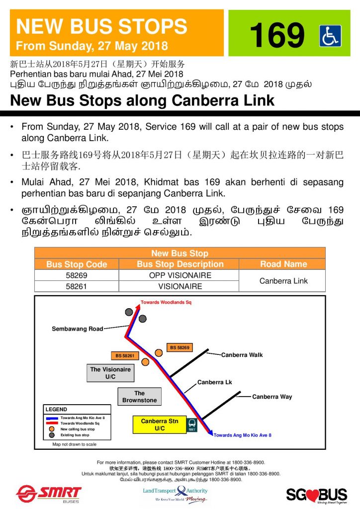 New Bus Stop for Service 169 along Canberra Link (Updated Poster)