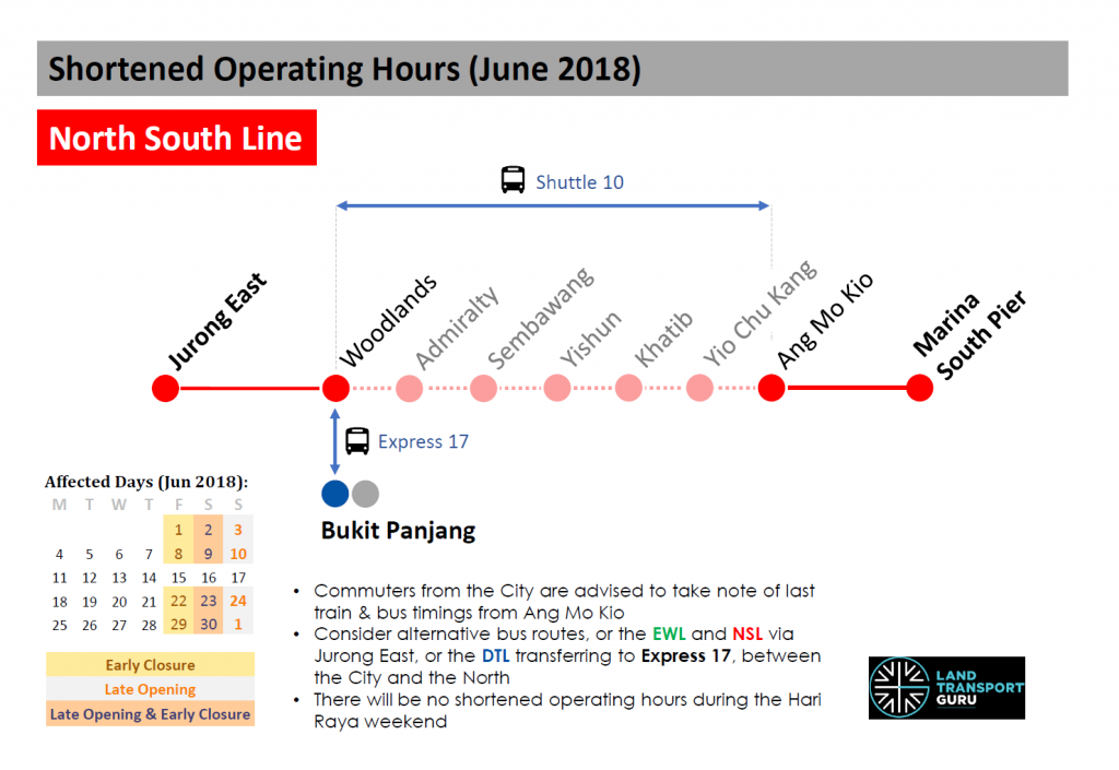 NSL Shortened Operating Hours (June 2018)