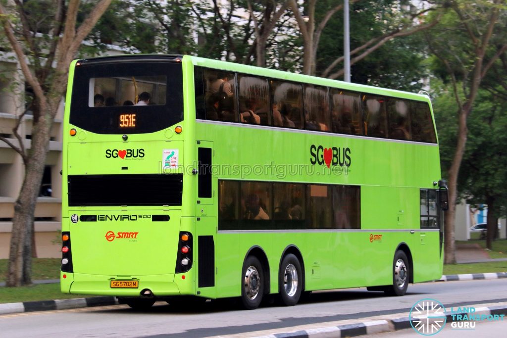 Service 951E - SMRT Buses Alexander Dennis Enviro500 (SG5702M) [Rear]